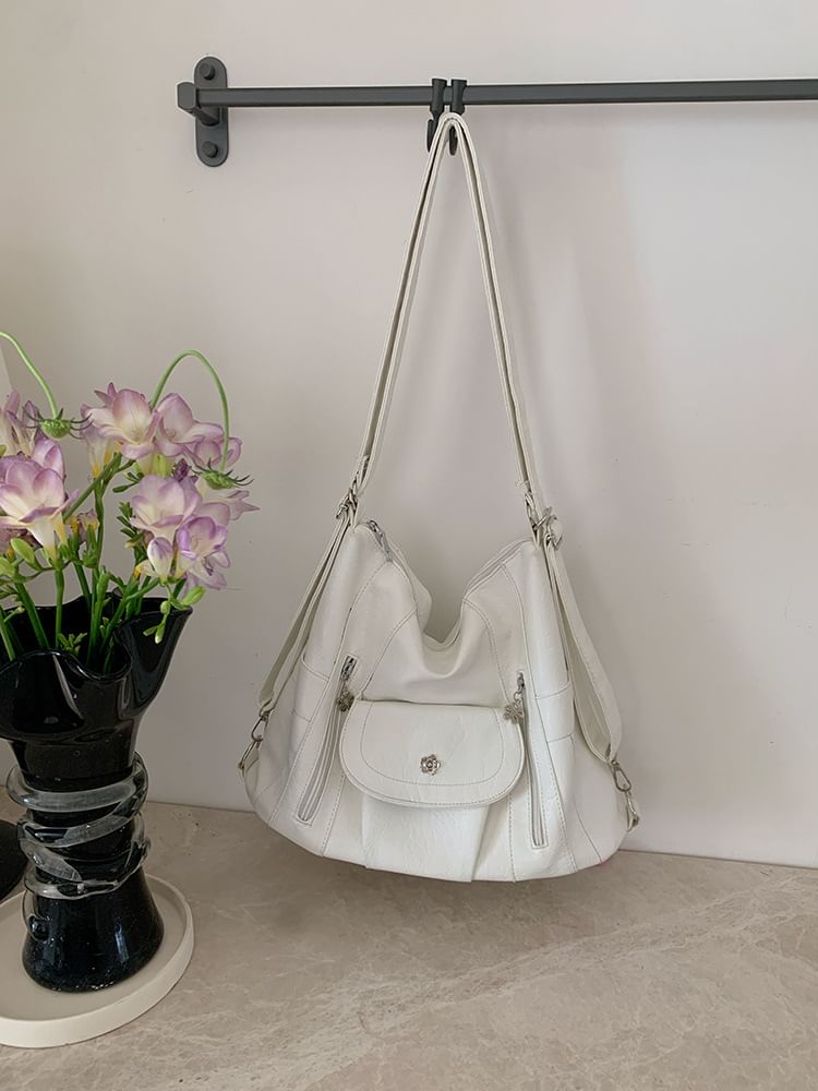 Shoulder Bag Plain Leather Faux