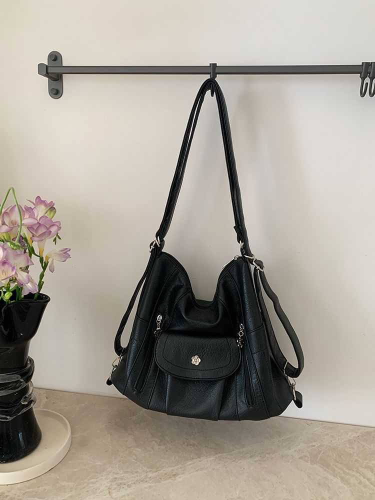 Shoulder Bag Plain Leather Faux