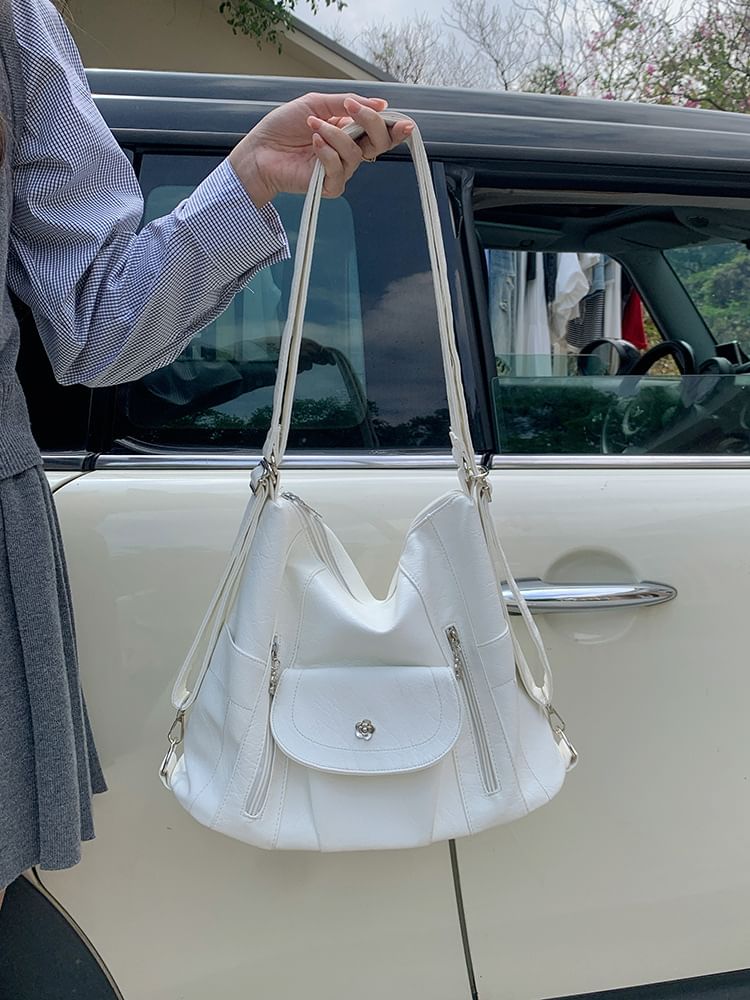 Shoulder Bag Plain Leather Faux