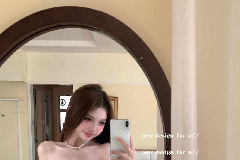 Asymmetrical High T-Shirt Off-Shoulder Plain Tiered Ruched Rise A-Line Mini Skirt / Slim Long-Sleeve Fit