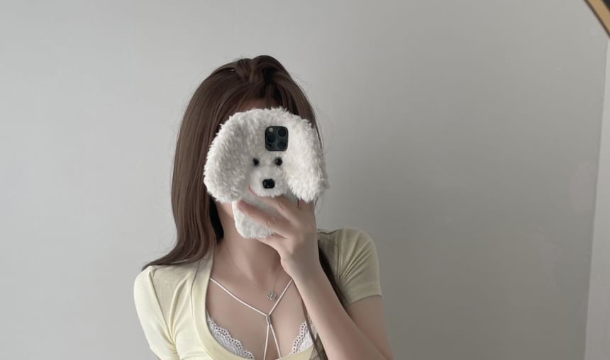 Slim Bra Fit Halter Top Plain Crop Neck Short-Sleeve / Scoop T-Shirt Lace