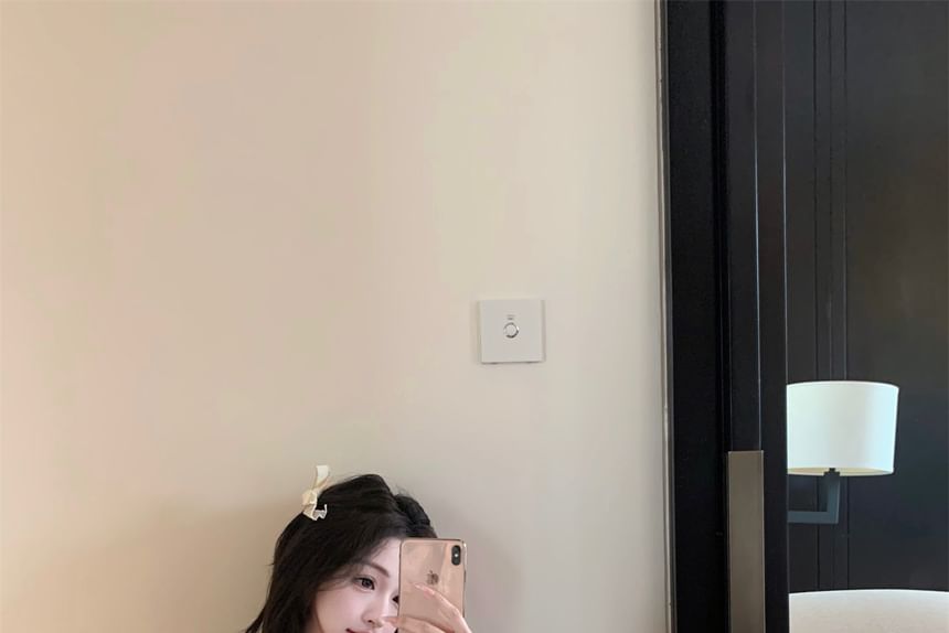 Accent Slim Mini Top Off-Shoulder Pencil Fit Floral Rise Crop Lace Skirt Long-Sleeve / Panel High