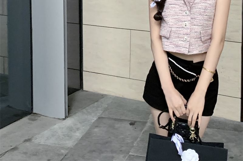 Lapel Crop Vest Collared Sleeveless