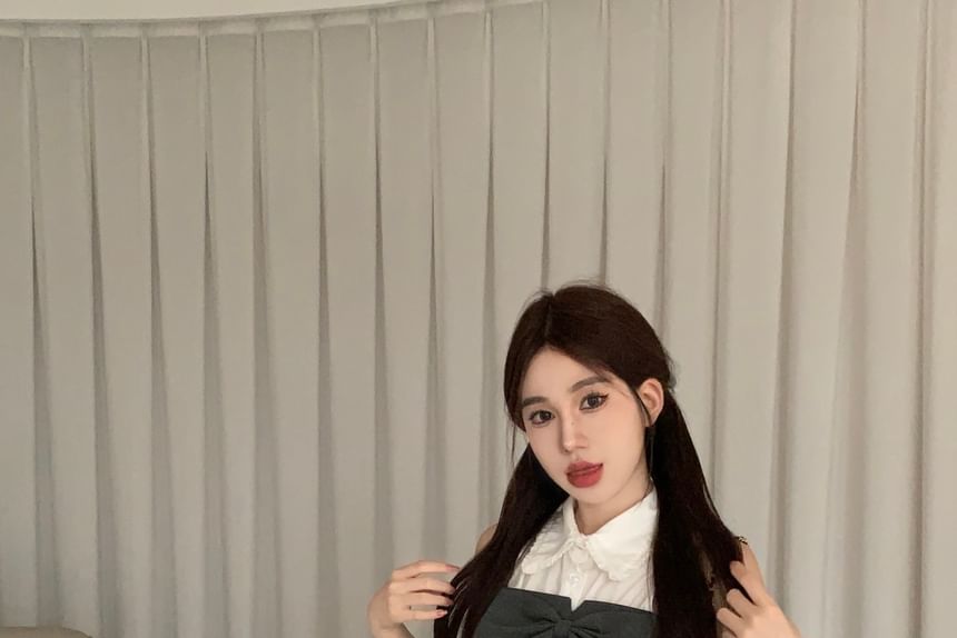 Crop Pencil Shirt Skirt Top Sleeveless Camisole Plain / Mini Button-Up