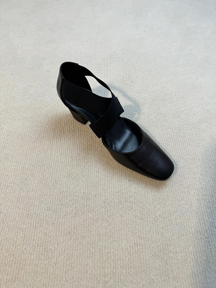 Strap Chunky Heel Mary Cross Jane Shoes