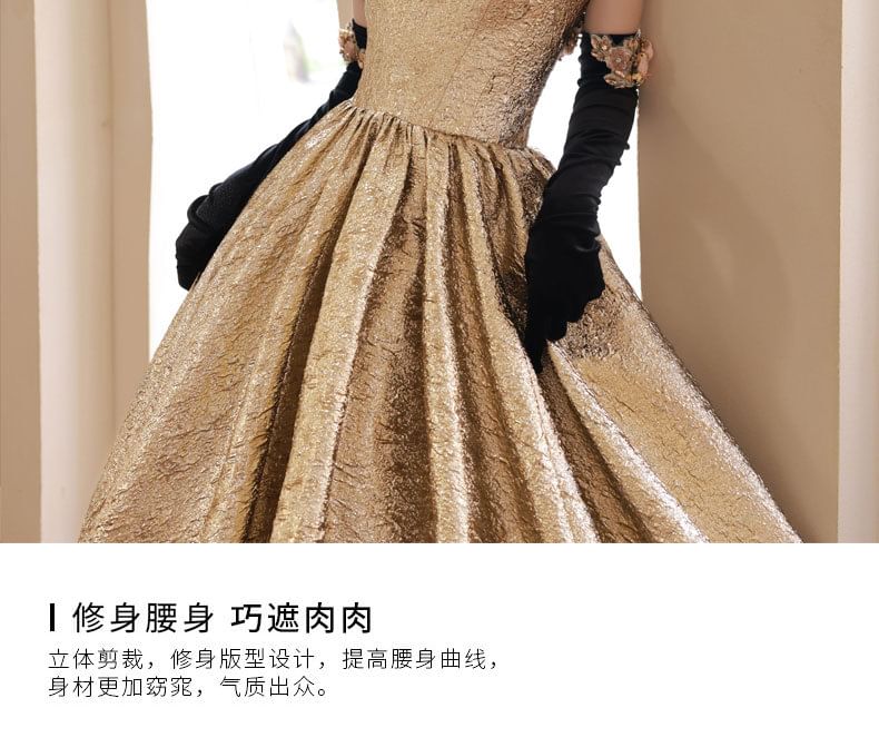 Gown Bead Set Flower Accent Ball Gloves /