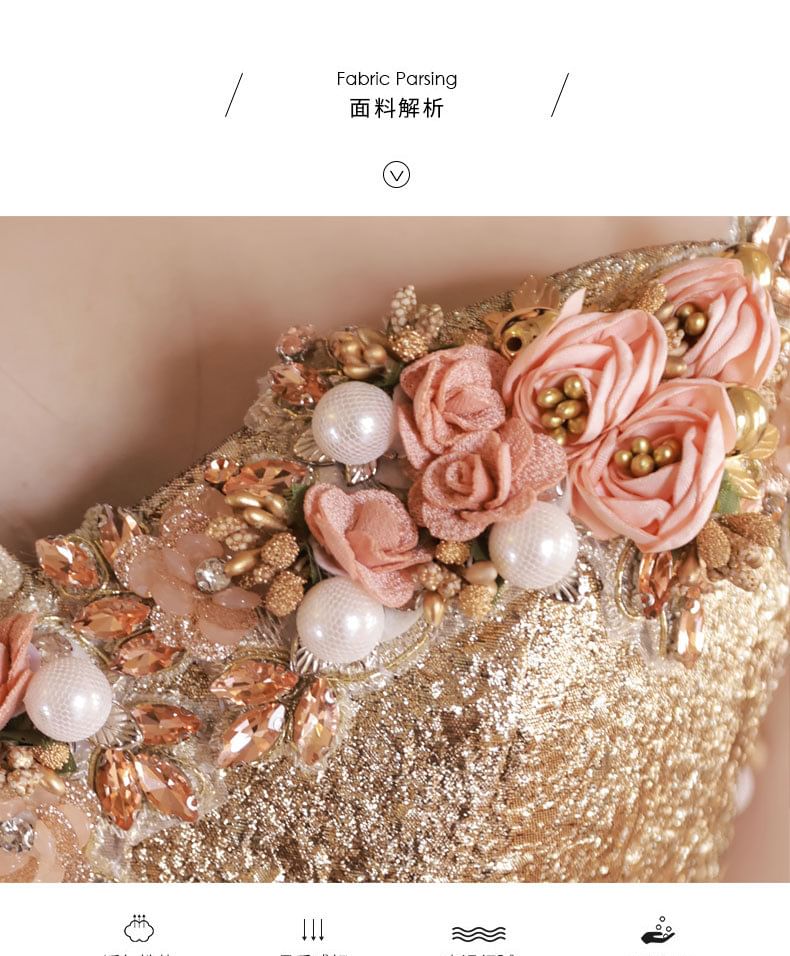 Gown Bead Set Flower Accent Ball Gloves /