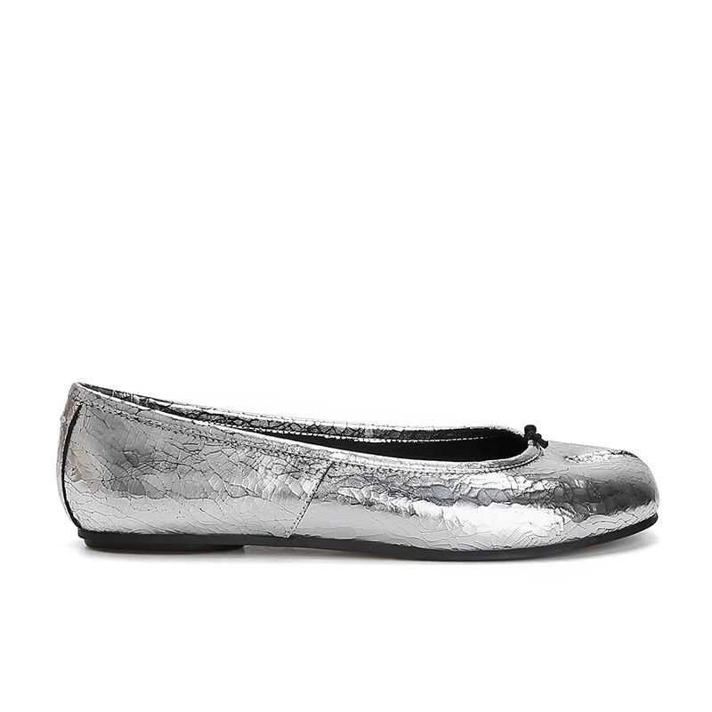 Leather Genuine Toe Split Metallic Flats