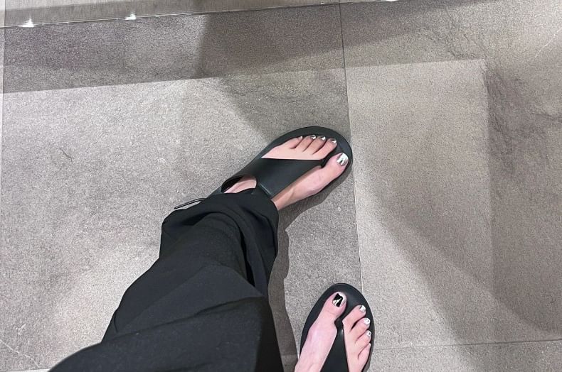 Thong Sandals Slingback Plain Leather Genuine