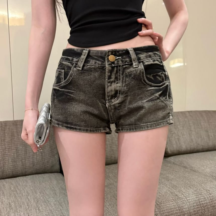 Low Hot Denim Washed Rise Pants