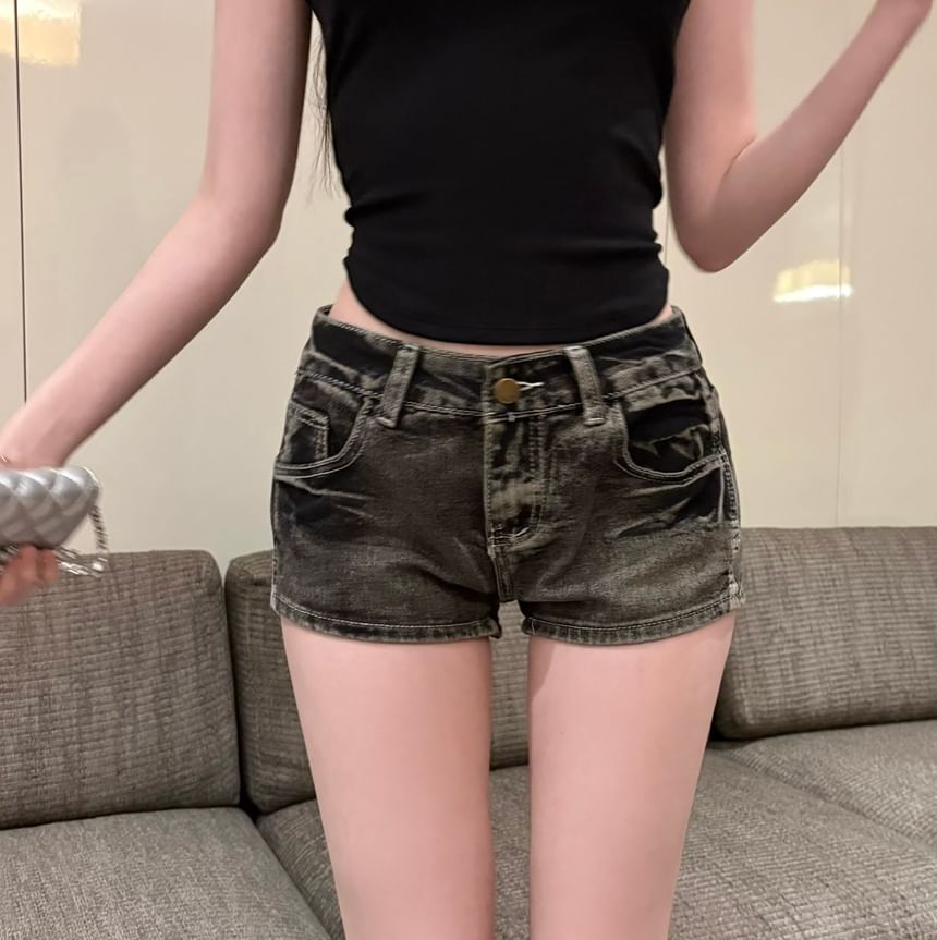 Low Hot Denim Washed Rise Pants