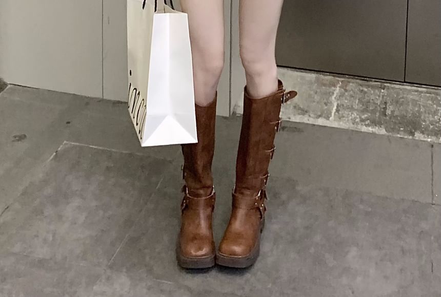 Zipped Denim Washed High Pants Hot Waist