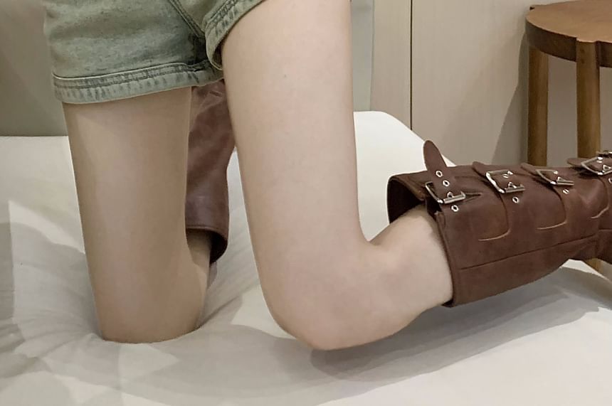 Zipped Denim Washed High Pants Hot Waist