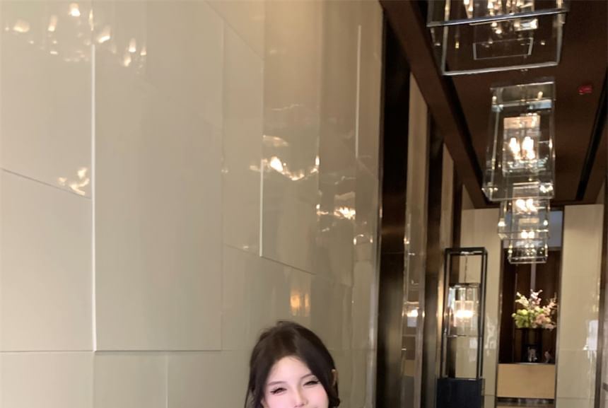 Neck Halter Crop Ribbed Plain Top Knit Camisole