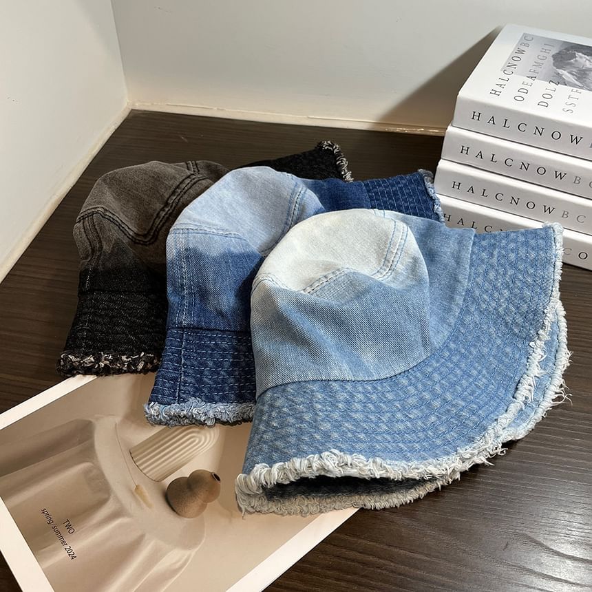 Distressed Denim Bucket Hat