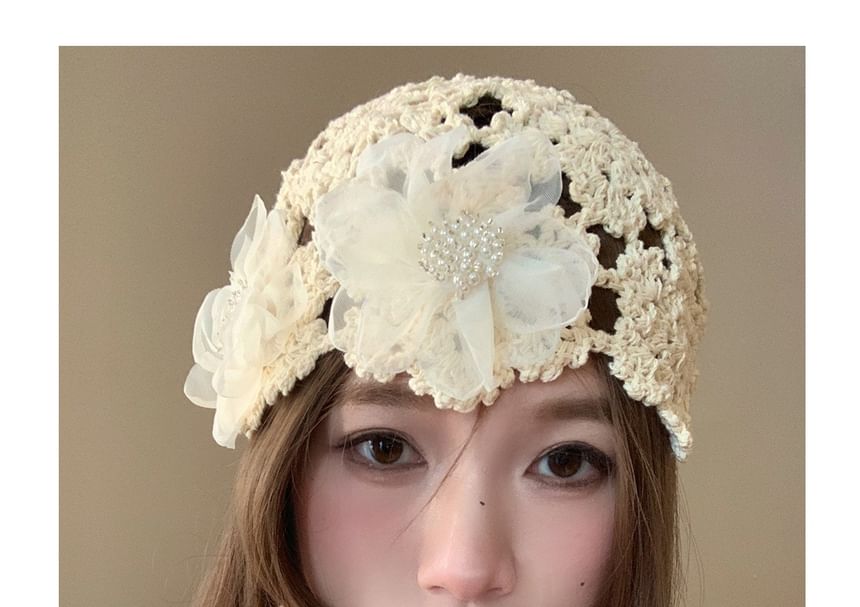 Floral Knit Bonnet Hat
