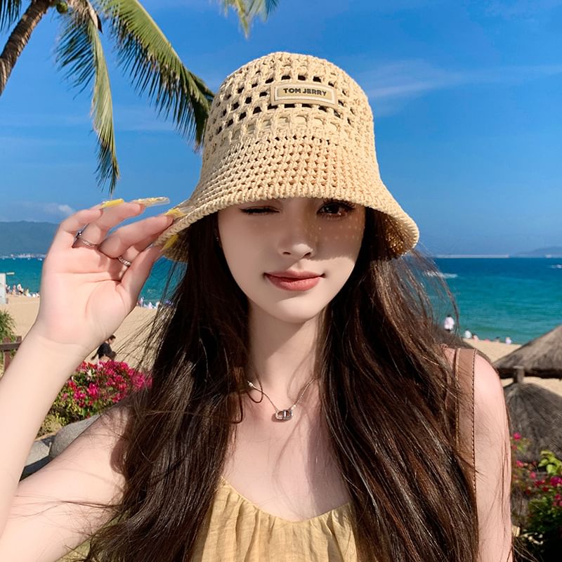 Hat Bucket Plain Straw