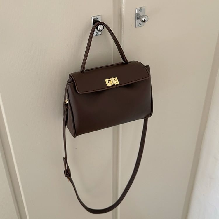Leather Bag Faux Twist Lock Crossbody