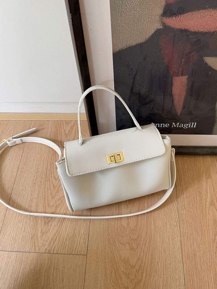 Leather Bag Faux Twist Lock Crossbody