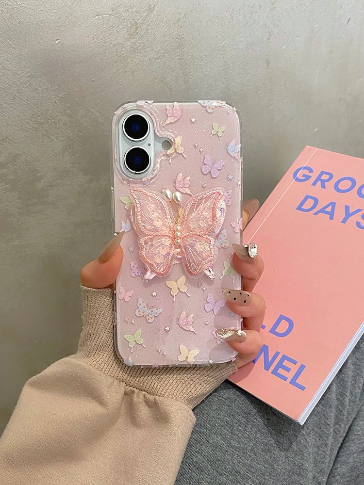 Adhesive Decoration Strap Case / Phone Butterfly Set