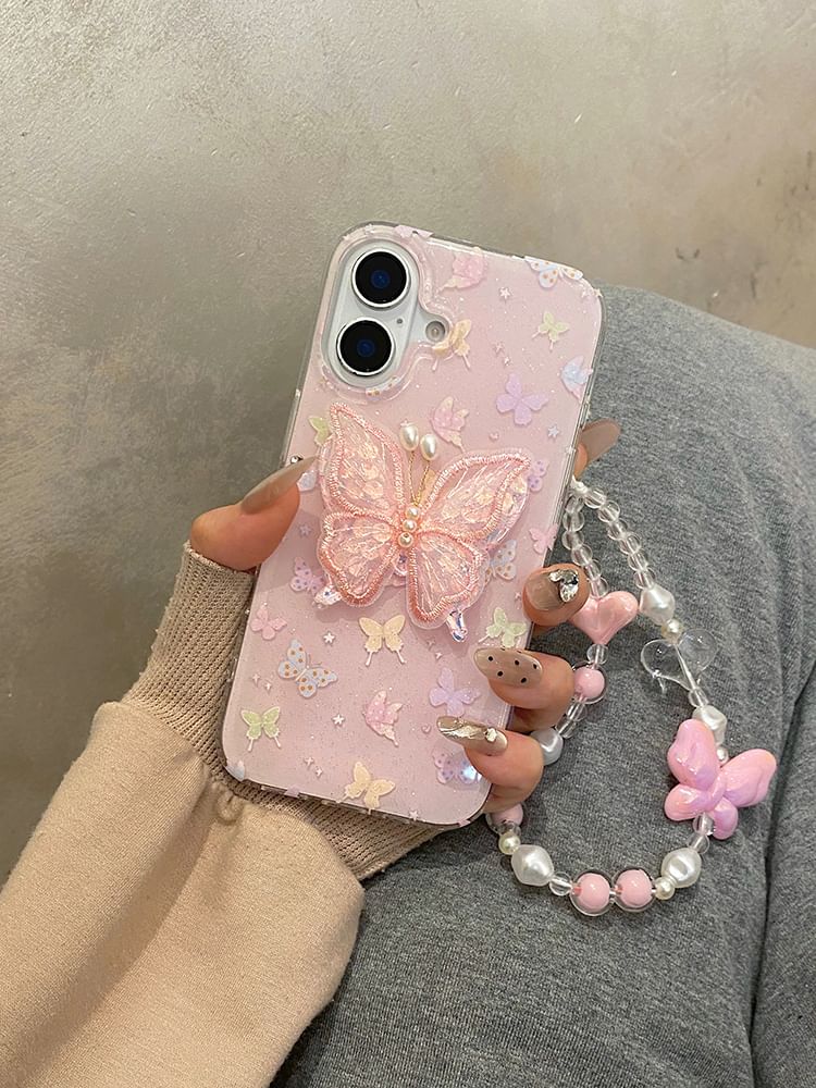 Adhesive Decoration Strap Case / Phone Butterfly Set
