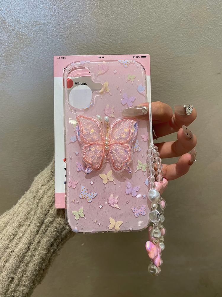 Adhesive Decoration Strap Case / Phone Butterfly Set