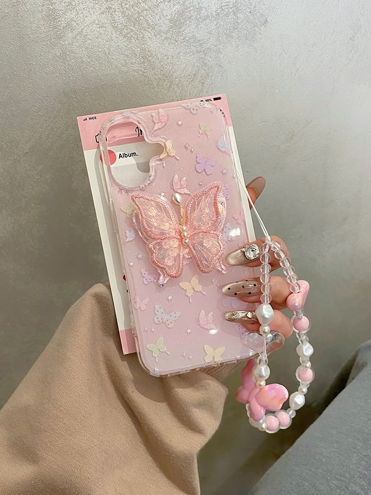 Adhesive Decoration Strap Case / Phone Butterfly Set