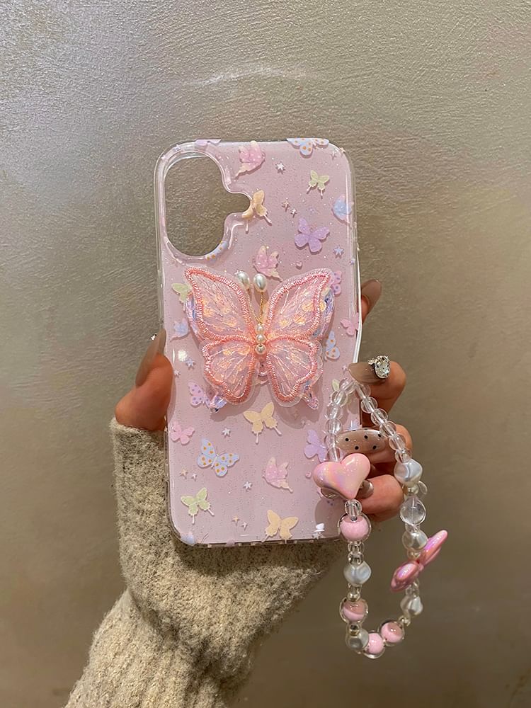 Adhesive Decoration Strap Case / Phone Butterfly Set