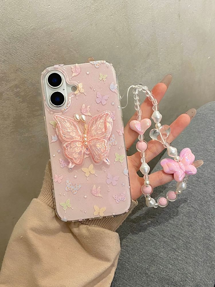 Adhesive Decoration Strap Case / Phone Butterfly Set
