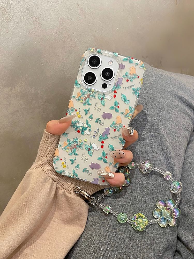 Rabbit Strap Phone Case Floral Set /
