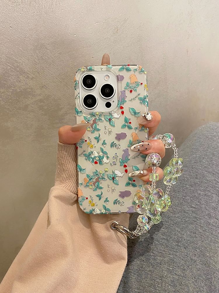 Rabbit Strap Phone Case Floral Set /