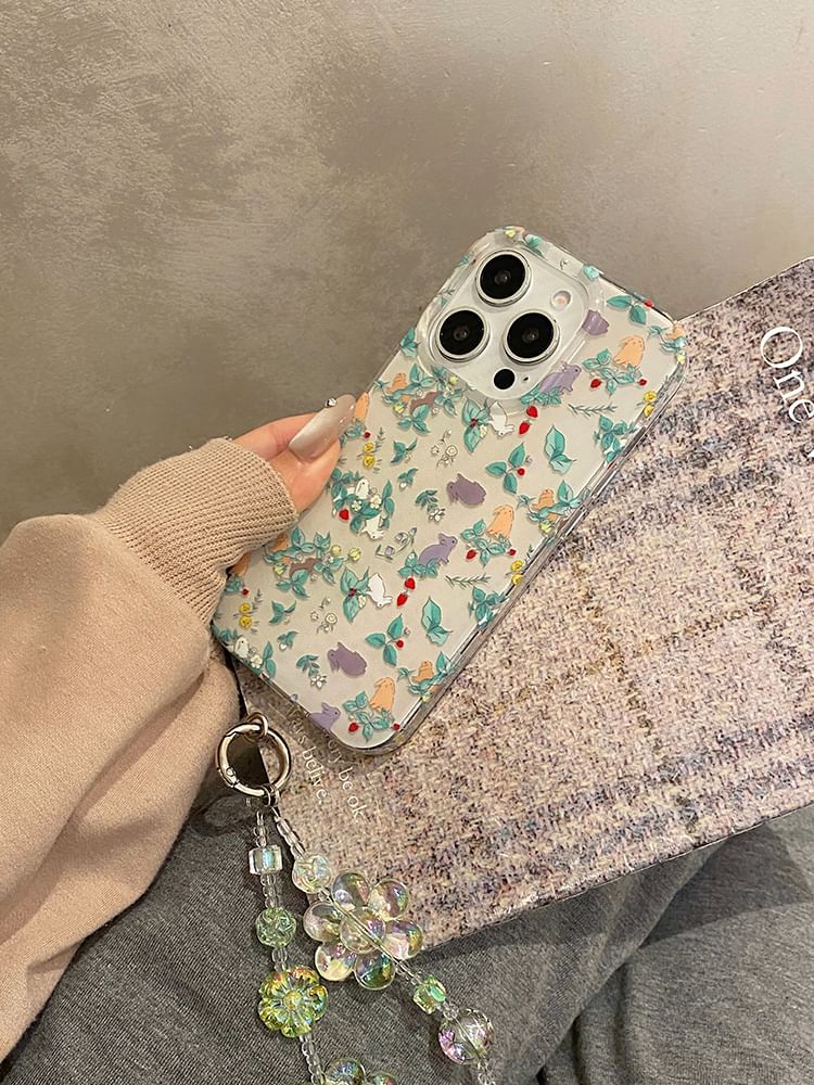 Rabbit Strap Phone Case Floral Set /