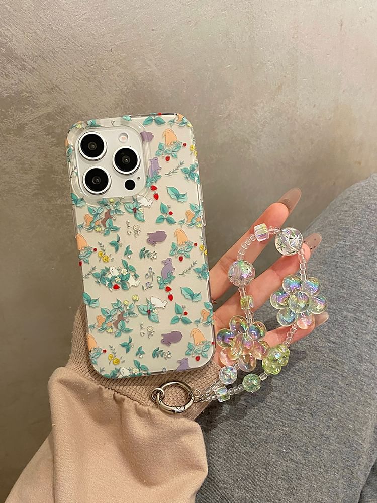 Rabbit Strap Phone Case Floral Set /