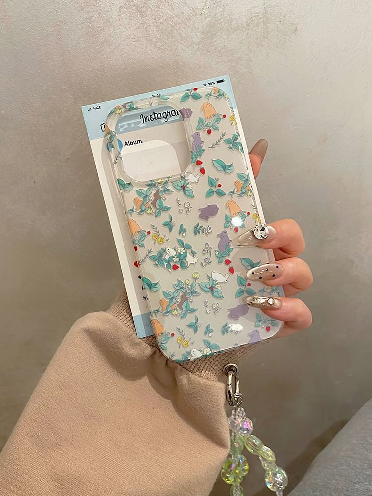 Rabbit Strap Phone Case Floral Set /