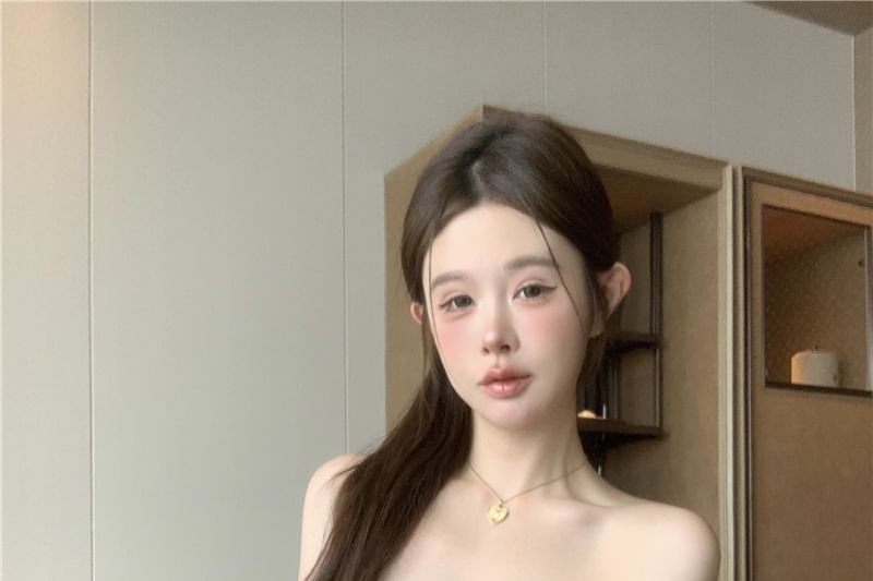 Buckled Mini Dress Plain A-Line Tube