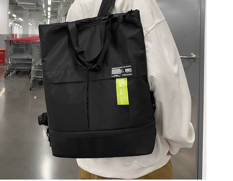 Applique Backpack Panel Nylon Tote