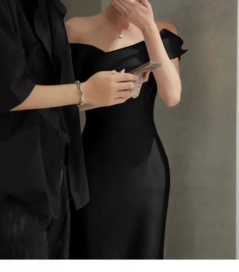 Sheath Plain Gown Evening Off Shoulder