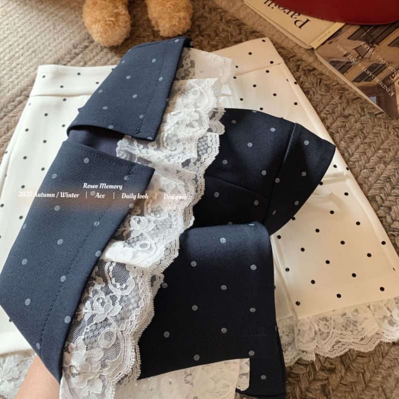 Accent High Waist A-Line Bow Panel Lace Skirt Mini