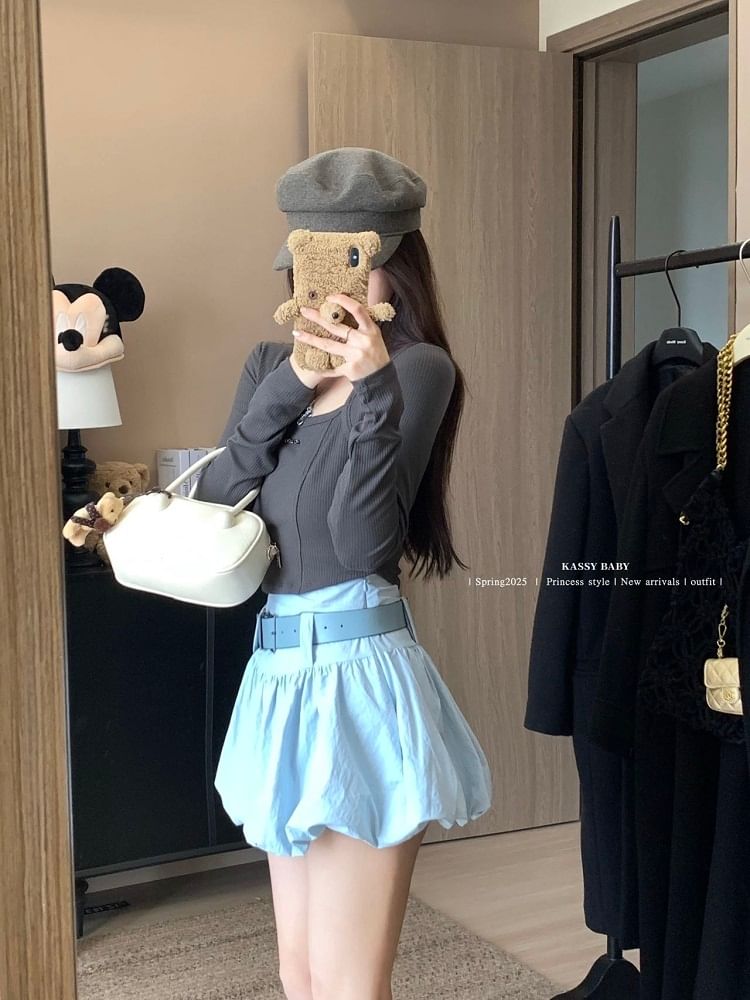Skirt Belt Mini Waist High Set: Plain + Paperbag