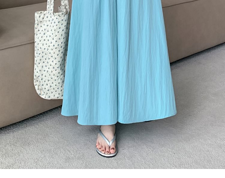 Cropped Waist Plain High Culottes