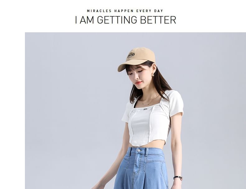 Midi Denim Waist Skirt High A-Line