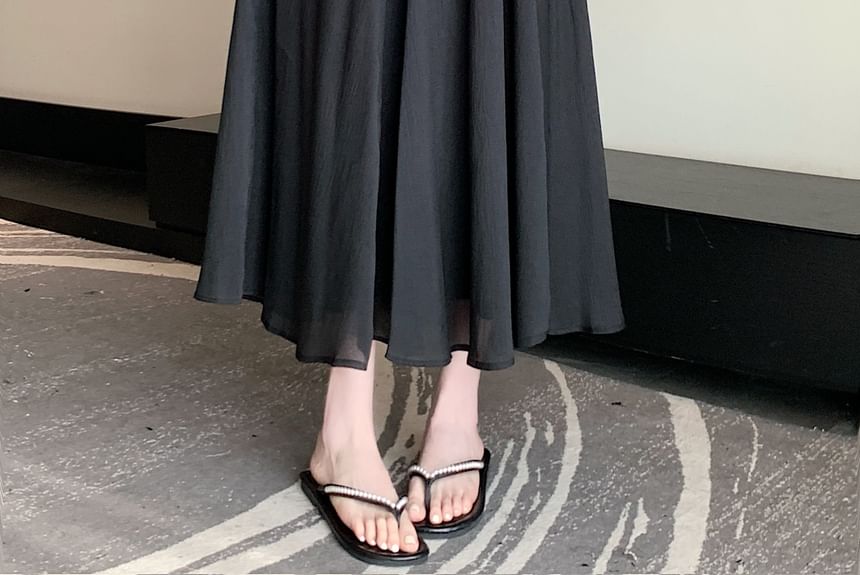 High A-Line Midi Mesh Rise Skirt Plain