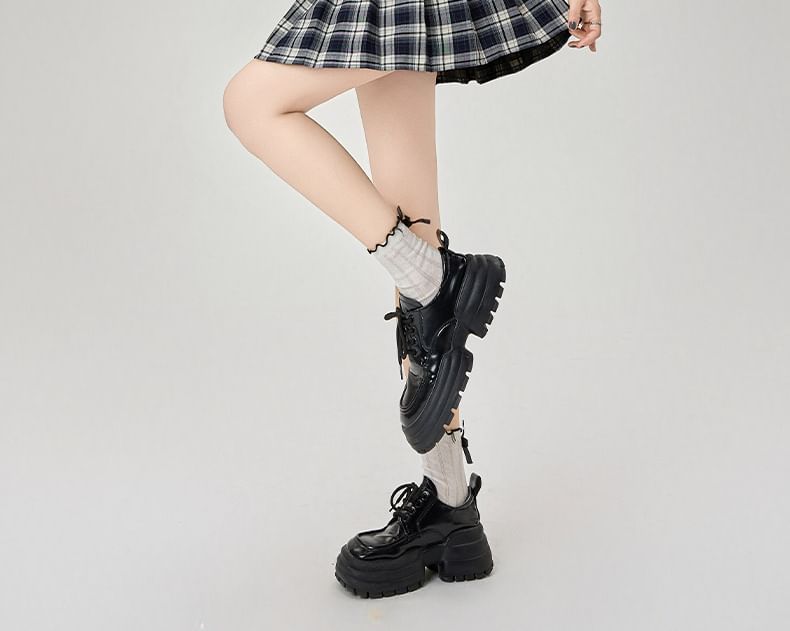 Rise Pleated Mini Plaid Skirt High A-Line