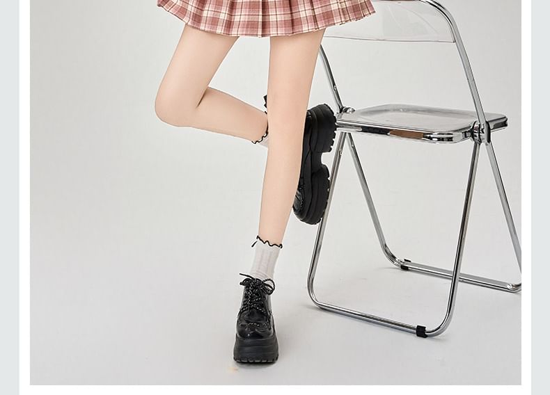 Rise Pleated Mini Plaid Skirt High A-Line