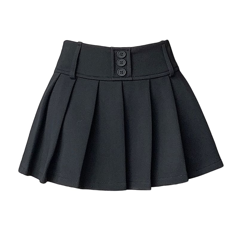 A-Line Waist Mini Pleated High Skort Plain