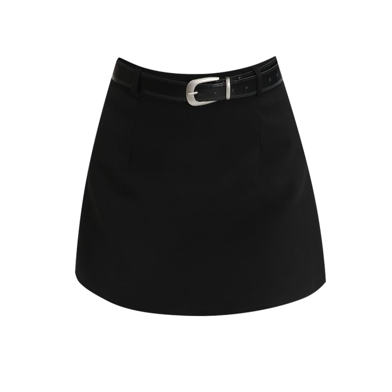 Plain Skirt Rise High A-Line Mini