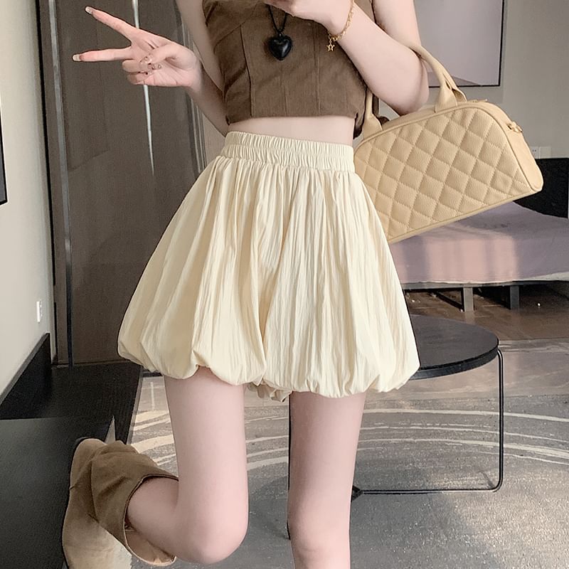 High Paperbag Skort Plain Mini Waist