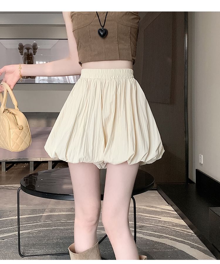 High Paperbag Skort Plain Mini Waist