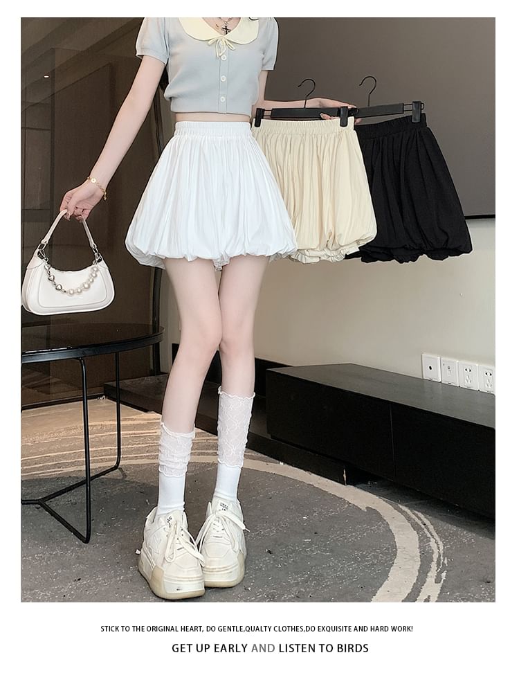 High Paperbag Skort Plain Mini Waist