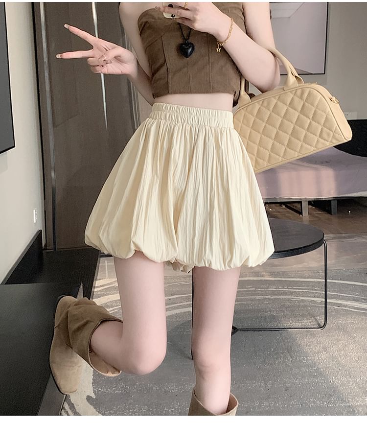 High Paperbag Skort Plain Mini Waist